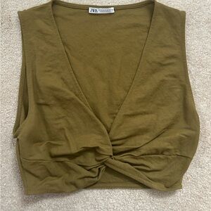Olive Green Zara crop top